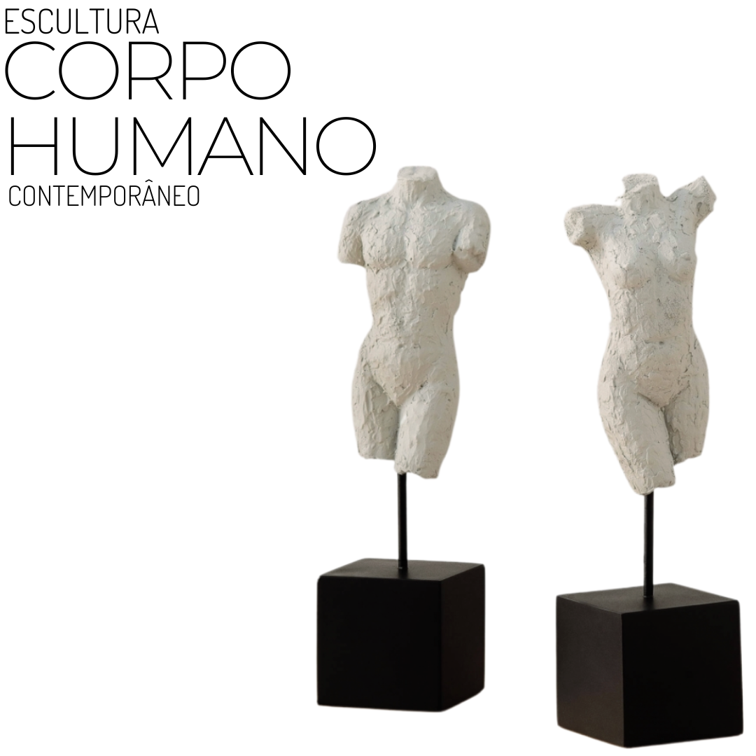 Estatueta corpo de homem e mulher moderna, que traz as curvas do corpo humano. Item para dar personalidade para a decoração. Estatueta estátua busto clássica romana grega. Torso masculino e feminino .  Estátua , Estatueta e Esculturas corpo de homem e corpo de mulher